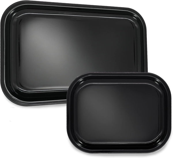 Black Metal Tray 2 Pack, 11"x7" and 7"x5.5", Stylish Black Design