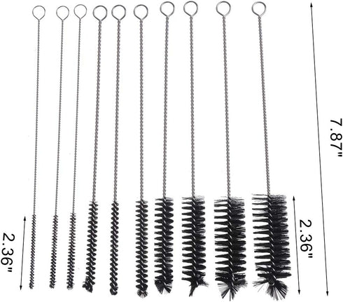 CCINEE 10pcs Pipe Cleaner Brush, Natural & Synthetic Bristles for Cleaning Bottles, Tubes, Jars, and Narrow Containers