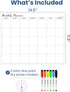 Clever Clean Non-Magnetic Dry Erase Calendar for Fridge, Reusable with 6 Markers, Sticks to Smooth Surfaces