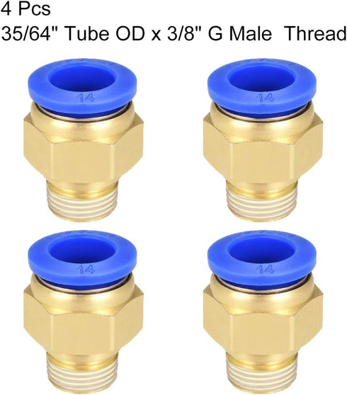 uxcell Straight Pneumatic Push to Quick Connect Fittings G3/8 Male x 14mm Tube OD 4pcs
