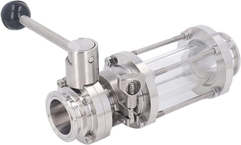 Cufaee (38mm 1.5in Sanitary Butterfly Clamp Valve, Stainless Steel Butterfly Valves with Silicone Washer, Clamp