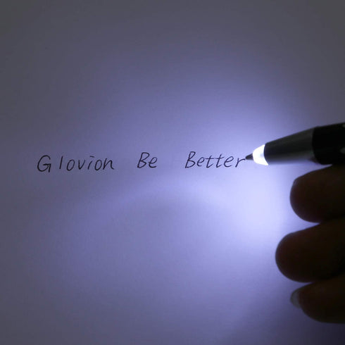 Glovion 3-in-1 Lighted Tip Pen with Stylus - LED Penlight Ballpoint Pen for Writing in the Dark, Pack of 3, White Light