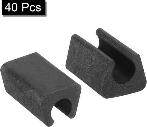 40Pack 7-8mm uxcell Rectangle Shaped Chair Legs Tips, Fitting Metal Tube Legs - Plastic Furniture Protector Feet Glides