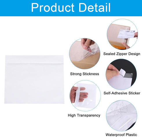 PATIKIL 4.5x5.5" Clear Packing List Envelope, 200 Pack Plastic Waterproof Self-Adhesive Pouch