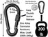 Black & Silver Heavy Duty Bushcraft Locking Thumb Screw Closure - Zinc-Galvanized Steel Carabiner Spring Snap