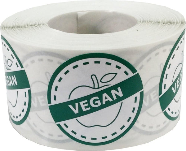 Vegan Food Rotation Labels - 1.25 Inch Round Circle Dots, 500 Adhesive Stickers