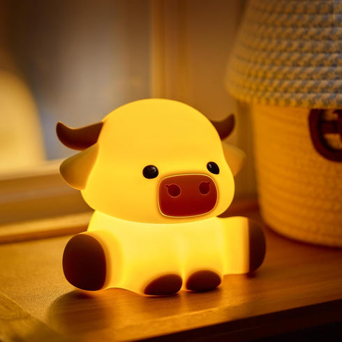 KidoYean Cute Highland Cow Night Light, Squishy Highland Cow Novelty Animal Lamp, 3