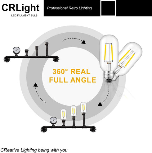 CRLight LED Tubular Bulb, 4000K Daylight White, 30W Equivalent, 300 Lumens, E26 Base, 6 Pack
