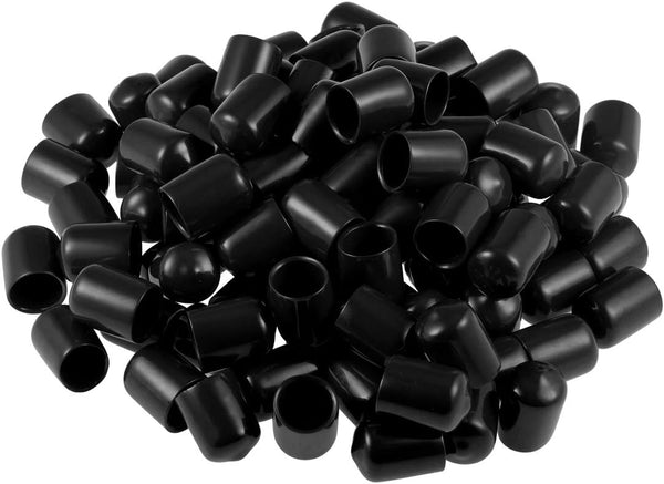 uxcell 100pcs Rubber End Caps 13mm (1/2 inch) ID Vinyl Round Tube Bolt Cap Cover, Black