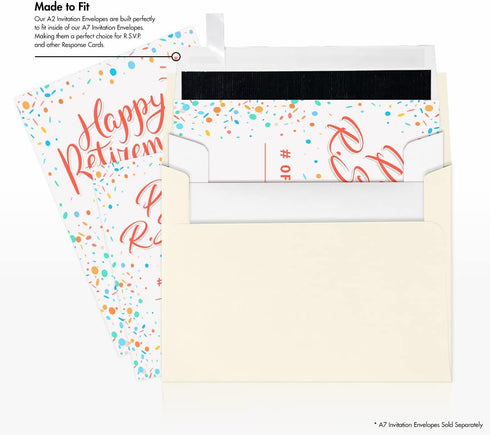 LUXPaper A2 Foil Lined Invitation Envelopes | 4 3/8" x 5 3/4" | White w/Black LUX Lining | 70lb. Text | 50 Qty