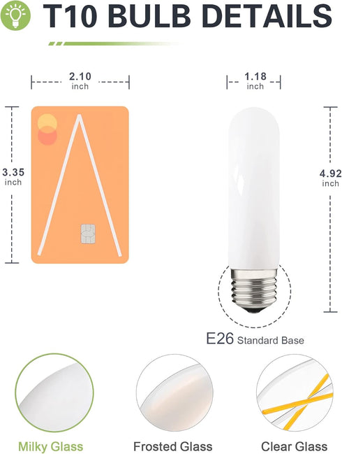 40W T10 Bulb, Dimmable T30 Bulb, 2700K, 4 E26 Bulbs 4 Pack Equivalent LED Chandelier Deep Frosted Glass Cover Invisible