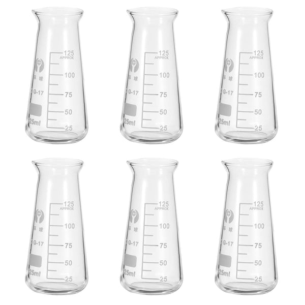 PATIKIL Erlenmeyer Flask, 6 Pcs 125ml 4.13oz Narrow Mouth Graduated Flasks for Lab Experiment Chemistry