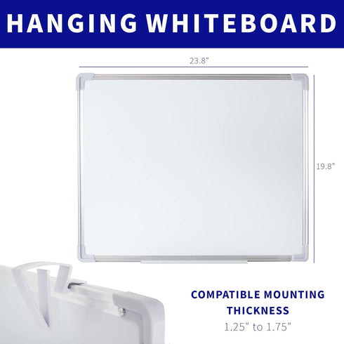 VIVO 24 x 20 inch Whiteboard with Ultra Thin Hook Mounting System, Dry Erase Board for Dorm, Home, or Office