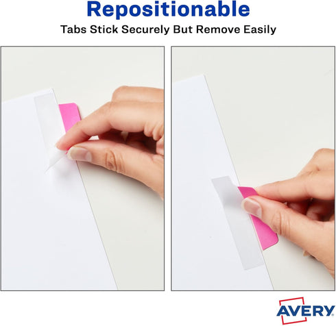 Avery Margin Ultra Tabs, 2.5" x 1", 2-Side Writable, Assorted Neon Colors, 48 Repositionable Page Tabs (74865)