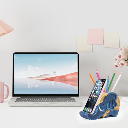MOKANI Elephant Pencil Holder with Phone Stand - Multifunctional Desk Organizer Gifts for Women