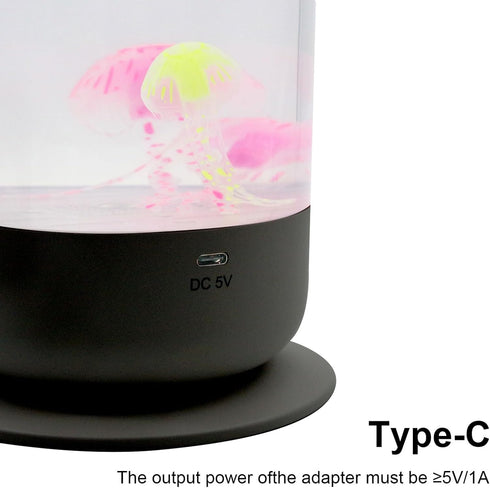 7 Estink Jelly Fish Lamp Aquarium Light, RGB Cylindrical Jelly Fish Night Light Color Changing Table Lamp for Home