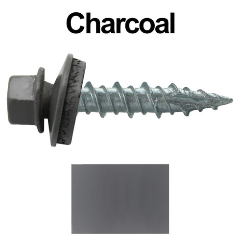 Metal Roofing Screws: (250) 10 x 1" Charcoal Hex Head Sheet Metal Roof Screw with EPDM Washer