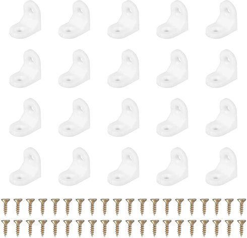 HARFINGTON 20pcs Plastic l Brackets 0.7"x0.9" (16.6x23.1mm) Small Round l Shape Bracket
