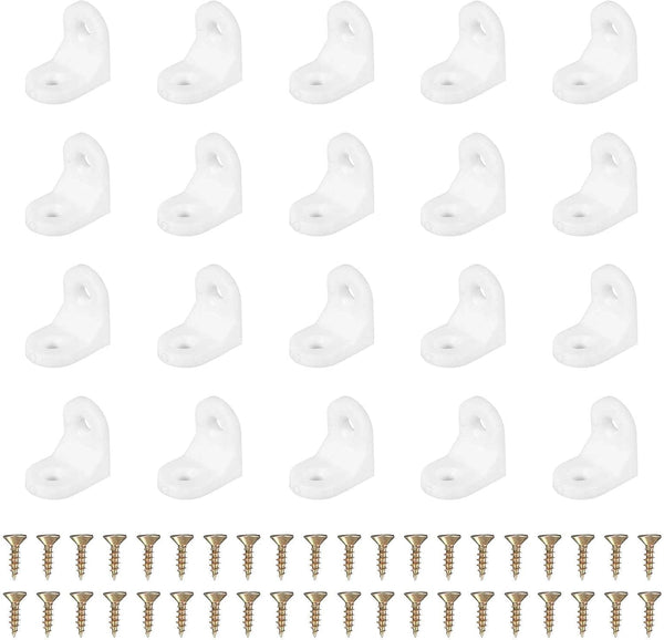 HARFINGTON 20pcs Plastic l Brackets 0.7"x0.9" (16.6x23.1mm) Small Round l Shape Bracket