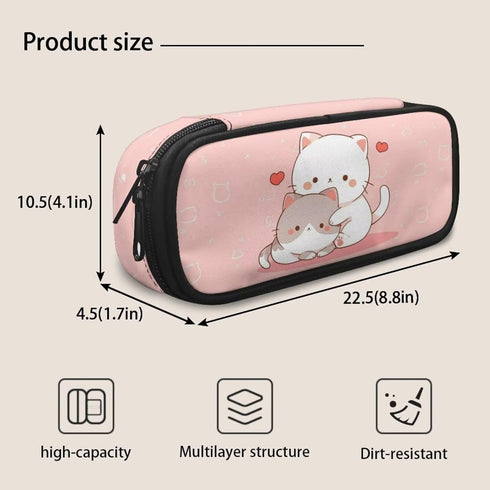 Kawaii Cat Pencil Case, Aesthetic Pen Holder with Compartments for School Supplies, Teen Girls, Home
