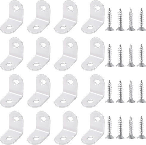 Trinkrittey 20 Pcs Small Right Angle Bracket White Corner Brace L Shape Shelf