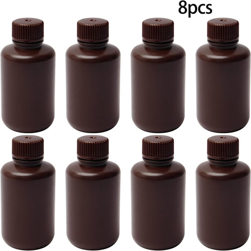 Othmro 8Pcs 125ml Plastic Containers, Lab Chemical Reagent Bottles, Small Mouth Liquid Storage with Cap