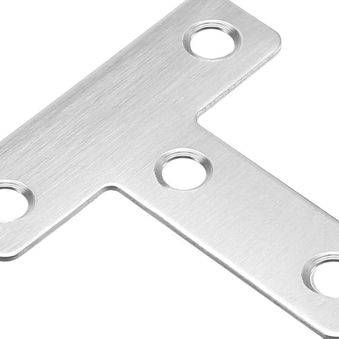 uxcell Flat T Shape Repair Mending Plate, 50mmx50mm Stainless Steel Joining Bracket Support Brace, Pack of 5