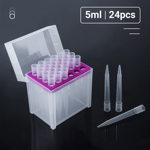 FOUR E'S SCIENTIFIC 5ml Pipette Tips, Universal 5000ul Sterile Tips Racked, RNase/DNase Free, Autoclavable
