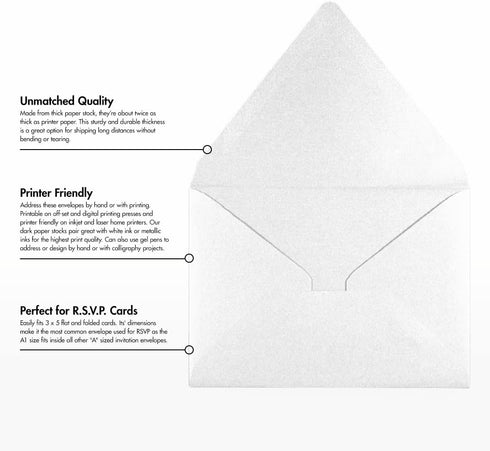 LUXPaper 4Bar A1 Contour Flap Invitation Envelopes | 3 5/8" x 5 1/8" | 80lb. Text | Crystal Metallic | 50 Qty