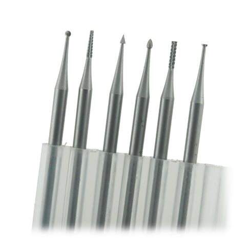 Luo ke 6 Pcs 3/32 Inch Shank Tungsten Steel Engraving Router Bits, Olive Amber Carving Drill Bits for Rotary Tool ( Head Size: 1.0mm)