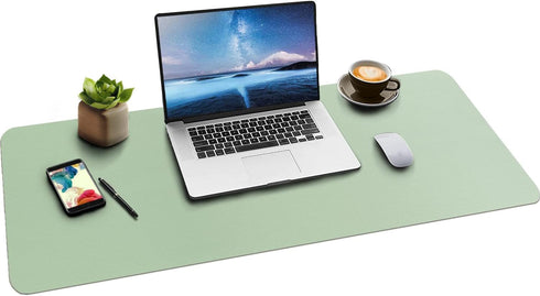 Boutilon Leather Mouse Pad - Extended Desk Pad for Keyboard and Mouse, Non-Slip Study Desk Protector, 35"x17" (L-Green)
