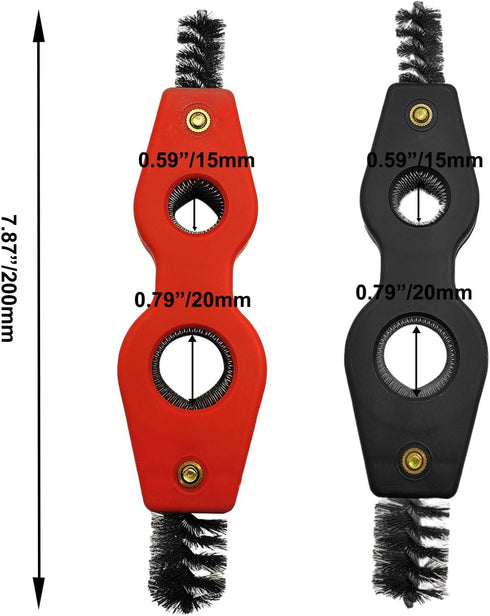 2 Pcs 4-in-1 Copper Pipe Cleaner, 1/2" & 3/4" Inner and 5/8" & 7/8" Outer Brushes for Plumbing