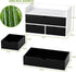 Wisuce Desk Organizer with Drawers - White-Black Bamboo Desktop Organizer Storage for Bills, Office Supplies,