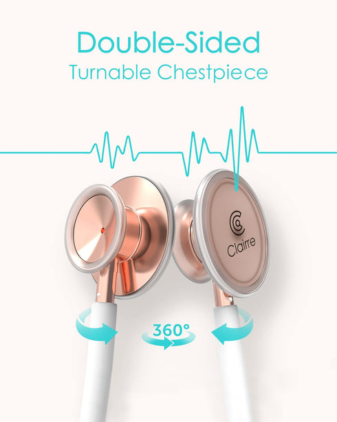 Rose Gold Stethoscope - Gift for Nurses, Doctors, Medical Students, Dual Head for Home Health Use with Accessories