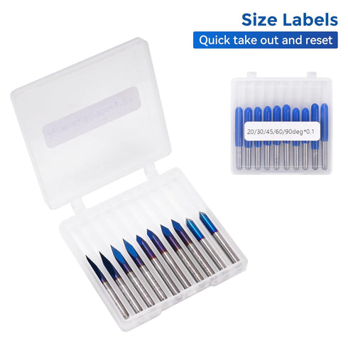LUNYEE Triangular CNC Router Bits Set, 1/8" Shank Engraving V-Bit for Acrylic Wood Sign Making