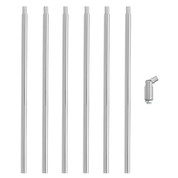 PATIKIL Threaded Extension Rod,6 Set 12" M10 x 1mm Fine Thread Lamp Pipe