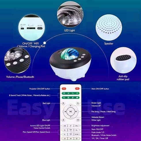 Elec3 Northern Lights Projector with White Noises, Remote & Timer, Bluetooth Star Projector, Valentines Day Gifts