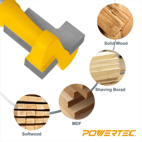 1/4 7/16" 1/4" (73027) POWERTEC T Track Router Bit, Tungsten Carbide Tipped Router Bit, Shank, Dia., Slatwall, T Slot
