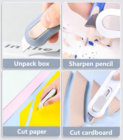 4 Pcs Utility Knife, SK5 Retractable Blade Duty Box Cutter, Razor Sharp for Paper, Craft, Home & Office