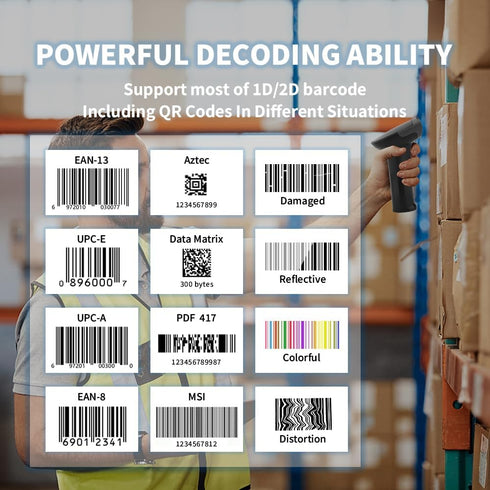 SUR ING CMOS PDF417 1D 2D Handheld USB Barcode Scanner, Wired QR Barcode Scanner Data Matrix for POS Mobile Payment