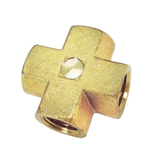 Nigo Industrial Co. Forged Brass Pipe Fitting, 4-Way Tee, Female Pipe (1, 1/8" x 1/8" x 1/8" x 1/8" NPT)