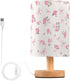 ALAZA Bedside Table Lamp for Bedroom Pink Floral Bow Nightstand LED Light
