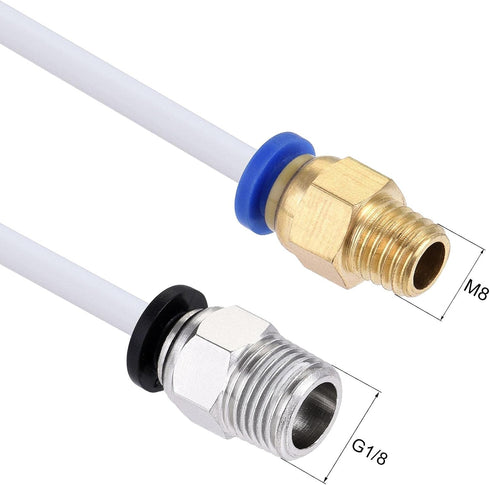 uxcell Pneumatic PTFE Air Tubing Kit with M8 G1/8 Push to Connect Fittings, 4mm OD 2M White