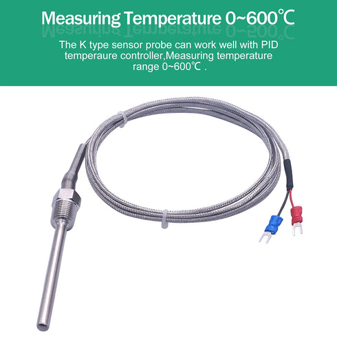 Twidec/2M NPT 1/4"inch (6X50MM) Pipe Thread Temperature Sensor Probe for Temperature Controller