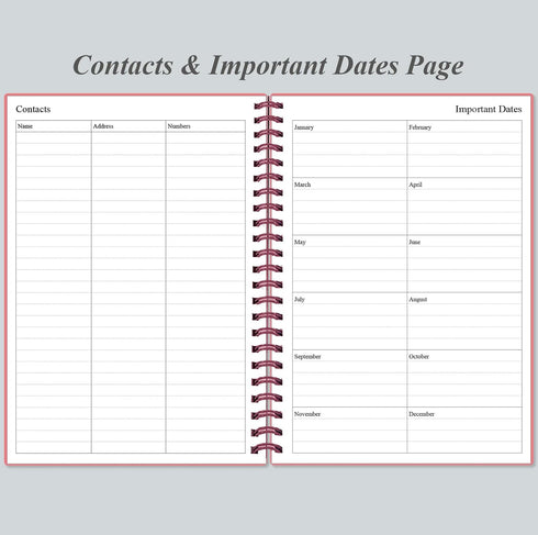 Daily Planner Undated, A5 To Do List Notebook, Spiral Appointment Planner, Pink