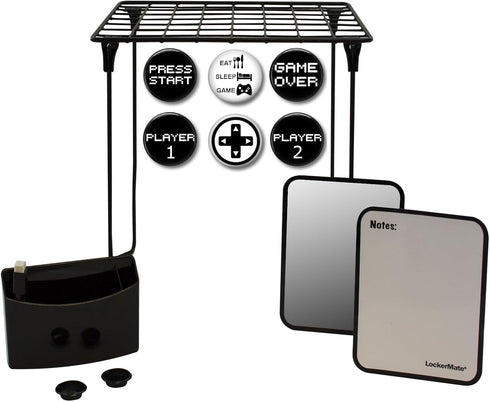 Locker Kit: 12 Inch Shelf and Magnetic Locker Accessories, 13 Piece Bundle with Mirror and Whiteboard