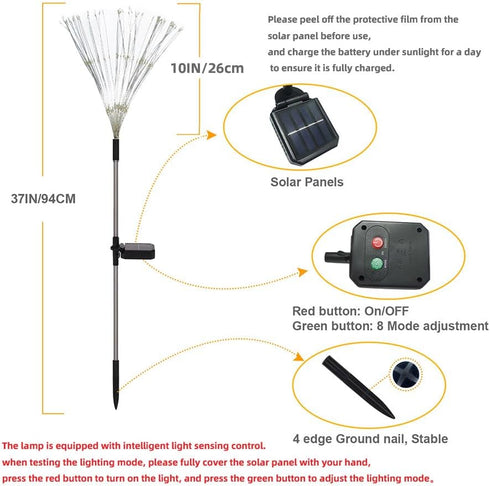 Galavasen 150LED 8 2Pack Solar Fireworks Lights for Outside, Modes Fireworks Solar Lights Outdoor, Fairy Garden Flowers