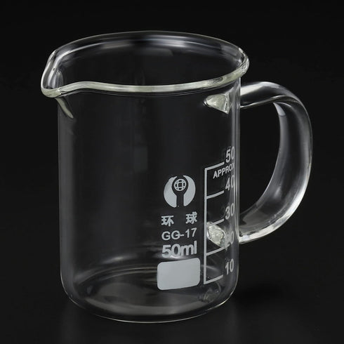 PATIKIL 50ml Glass Beaker with Handle, 3.3 Borosilicate Glass Graduated Measuring Cups with Spout for Kitchen Lab