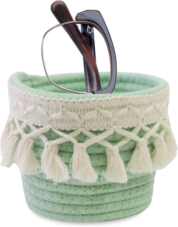 Glasses Holder for Nightstand Macrame Tassels Decor Eyeglass Holder Stand for Home