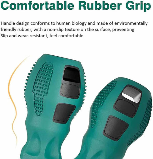 Buspoll Screwdriver Set - Rubber Anti-Skid Handle Stubby Magnetic Head Slotted/Phillips Screwdriver